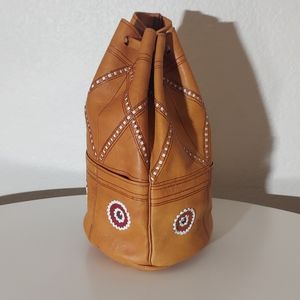 Handmade Leather Drawstring Bag